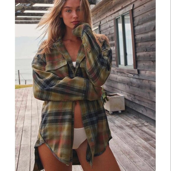 Free People Tops - NWOT Free People We The Free Izzie Cargo Shirt Olive Combo